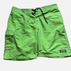 Vineyard Vines Green Lined 7" Inseam Drawstring/Velcro Board Shorts Men Size 35